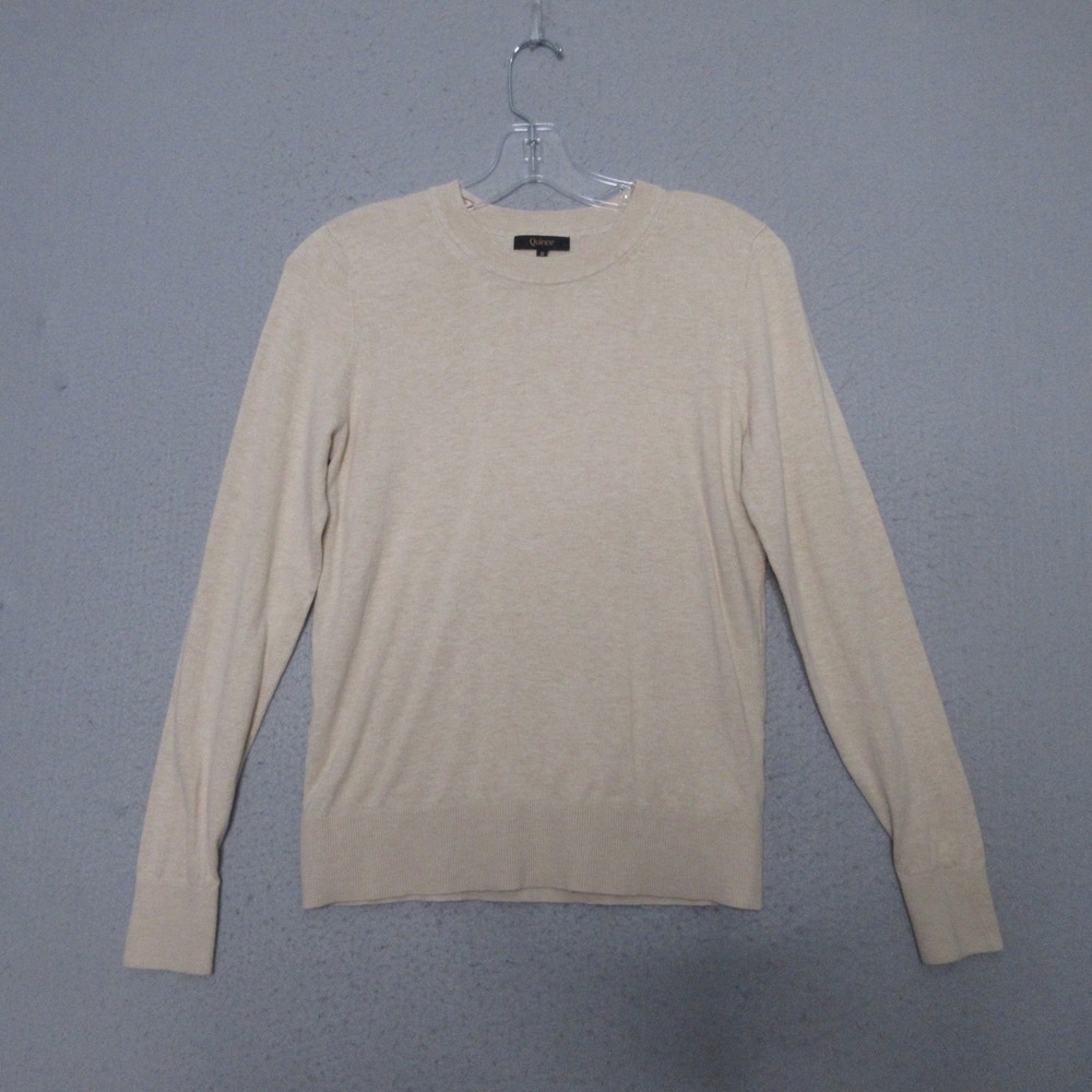 Quince Sweater Small Oatmeal Lightweight Organic Cotton Cashmere Neutral Capsule